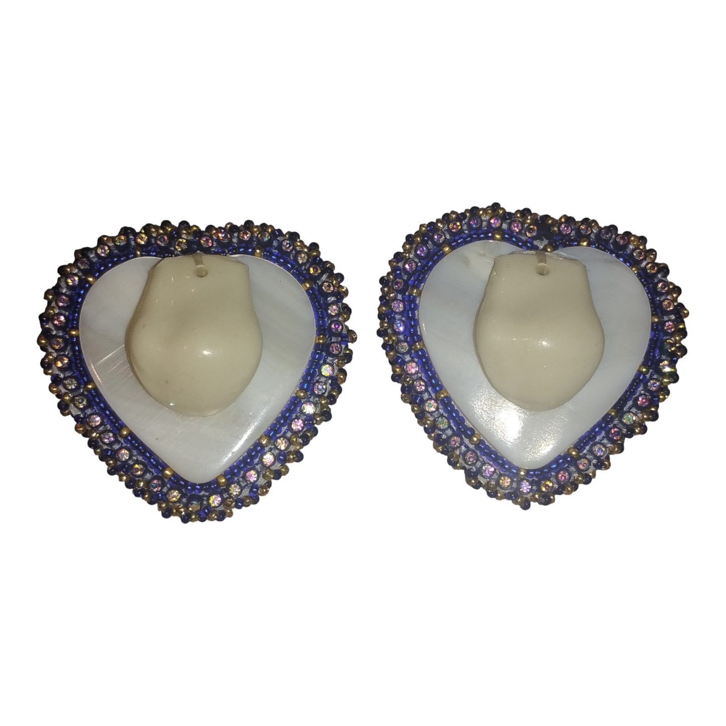 Beaded elk tooth & mother pearl earrings