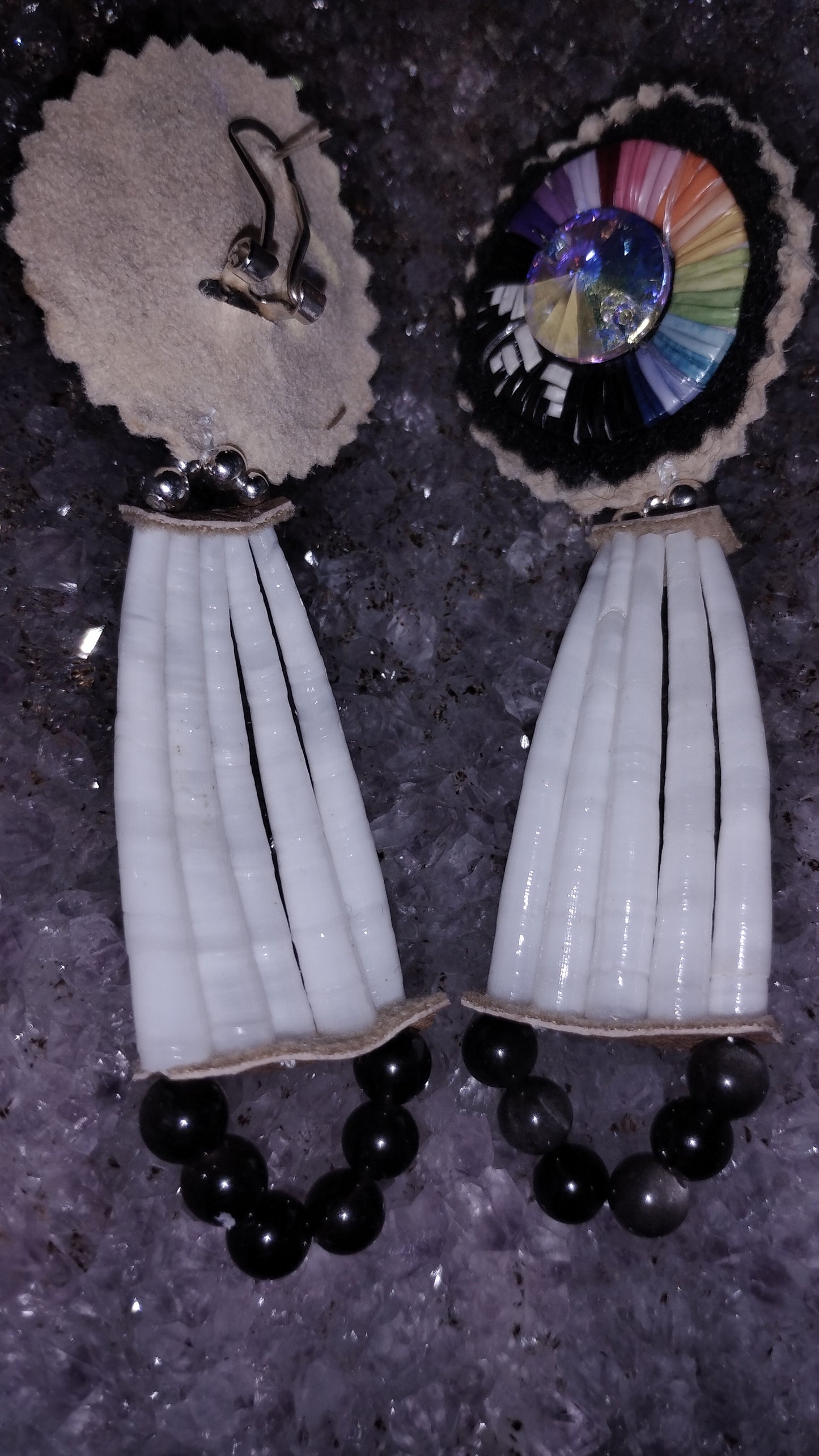 Northern light spirit path dentalium earrings