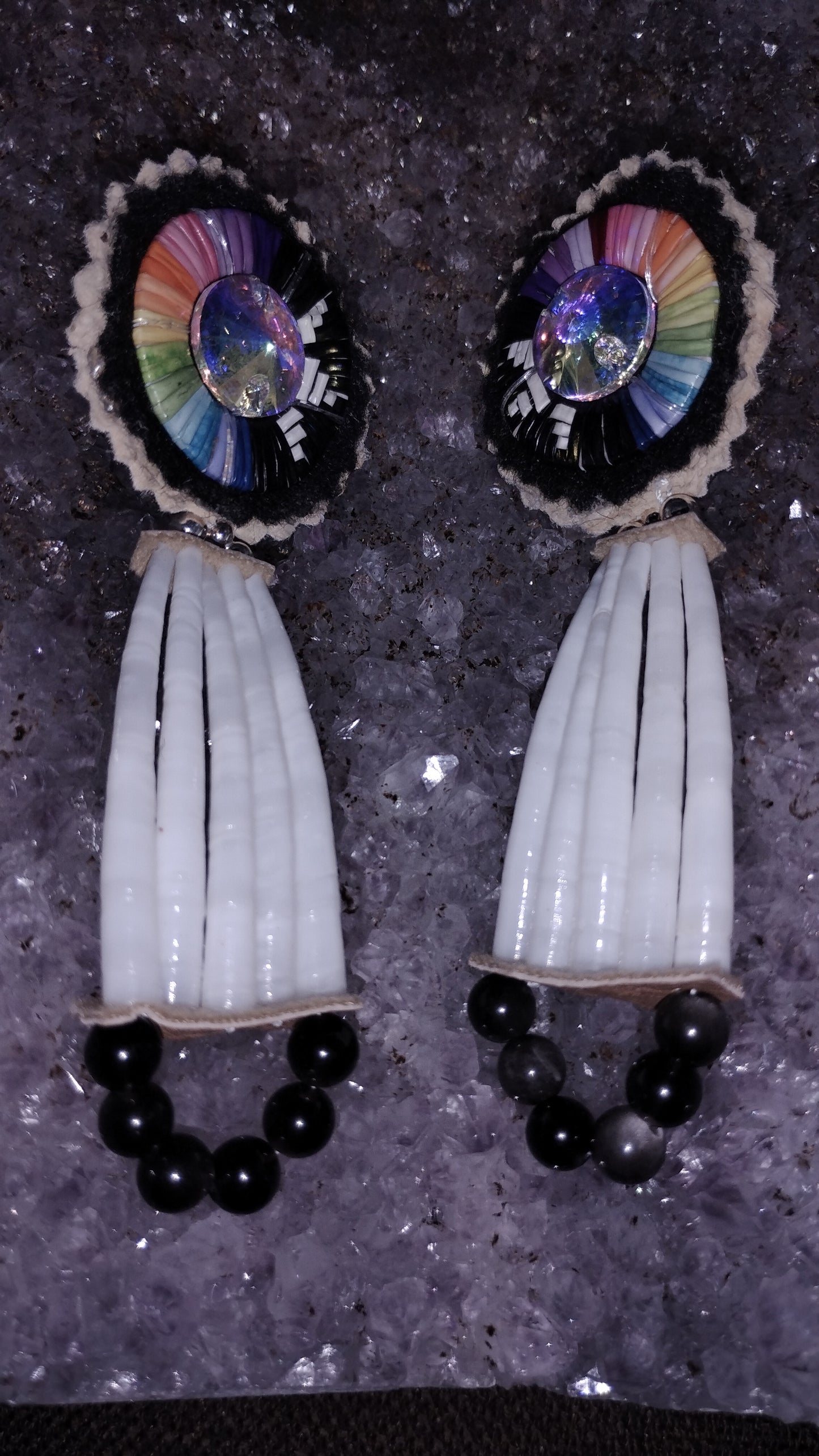 Northern light spirit path dentalium earrings