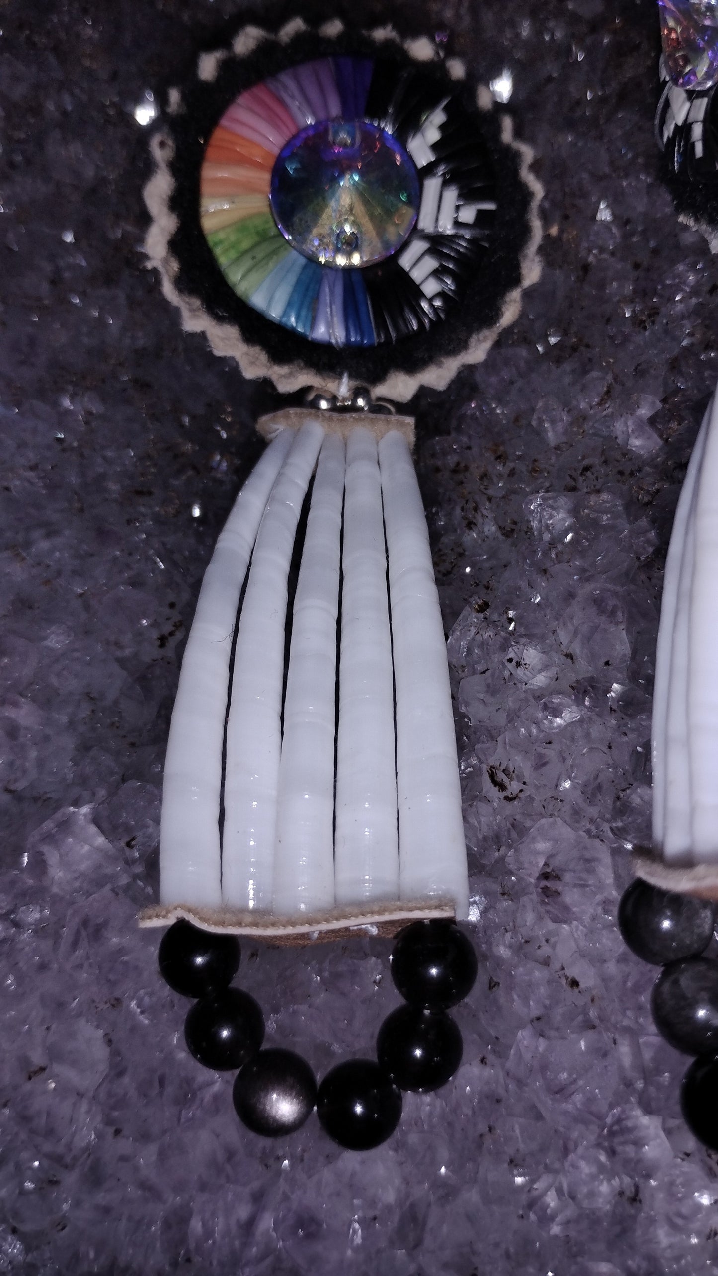 Northern light spirit path dentalium earrings
