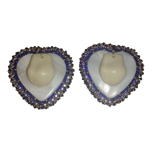 Beaded elk tooth & mother pearl earrings