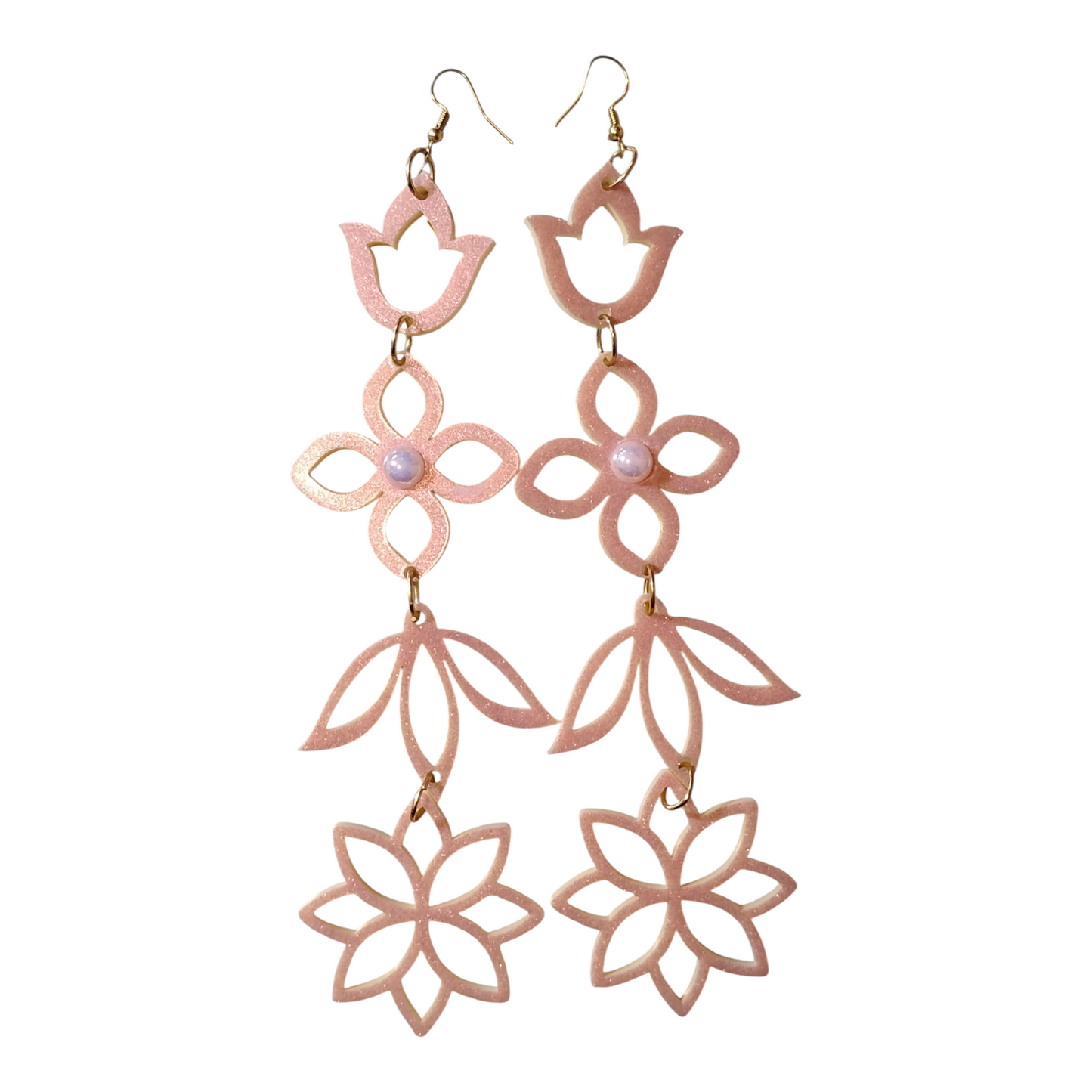 Pink floral earrings🌺