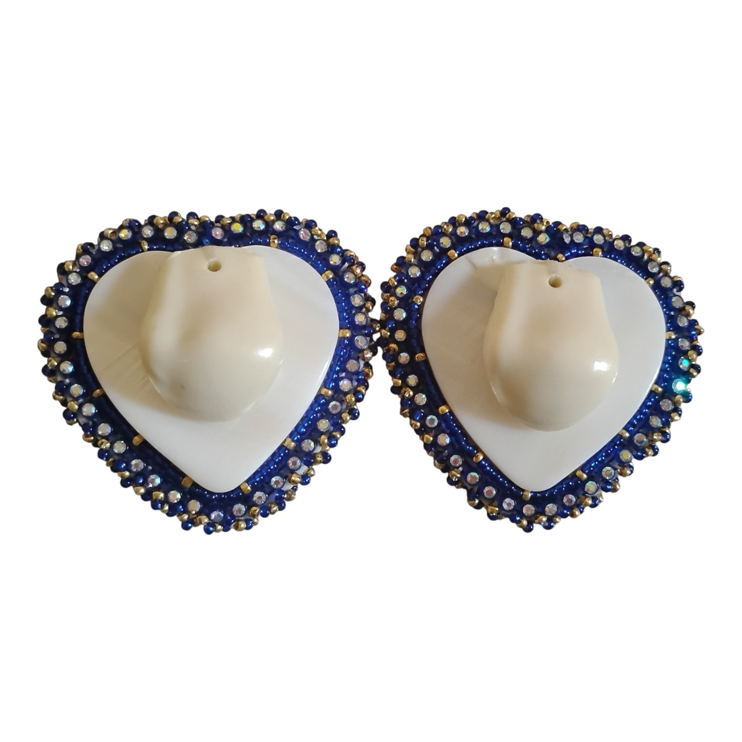 Mother pearl shell & elk beaded earrings
